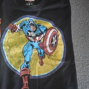 Marvel Captain America Graphic Tee - Black with Blue & Red Print